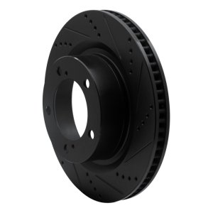 Lexus LX570 Brake Rotor (1) - Front Right - R1 Concepts - Drilled & Slotted - Black - `07-`22